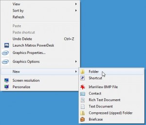 Create a new folder on the desktop